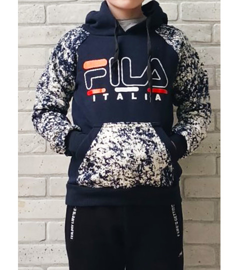 Теплый зимний худи для подростка Fila, кофта с начесом, трехнитка на флисе