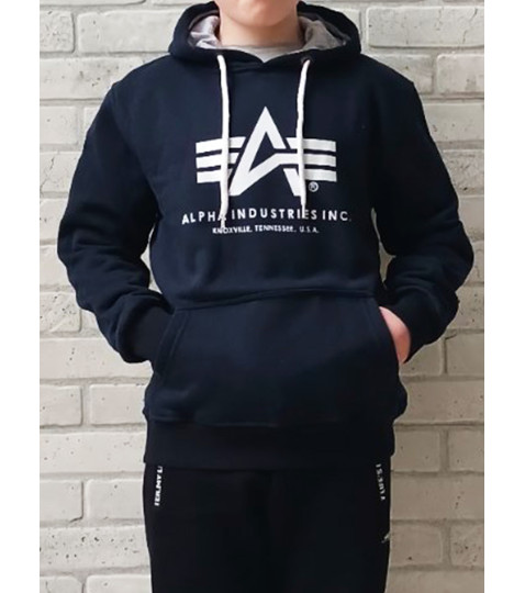Худи теплый мужской  Alpha Industries, зимняя кофта для подростка трехнитка на флисе