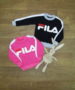 Детский джемпер "FILA" с белой вставкой, начес