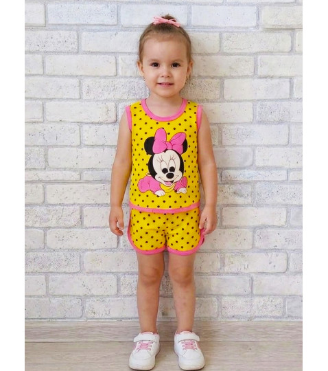 Літній костюм для дівчинки в горошок з накатом