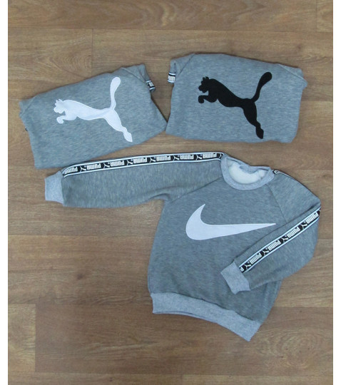 Детский теплый джемпер с вышивкой "PUMA". на меху