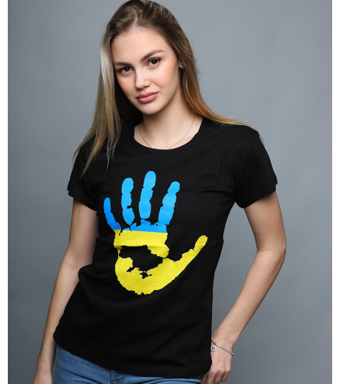 Жіноча чорна футболка патріотична, бавовна