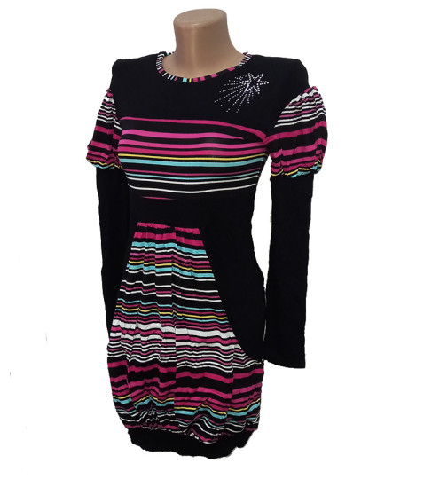 Женская туника с длинным рукавом карман "кенгуру", вискоза