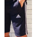 Шорты мужские короткие черные с карманами, с лампасами ADIDAS (норма), двунитка пенье