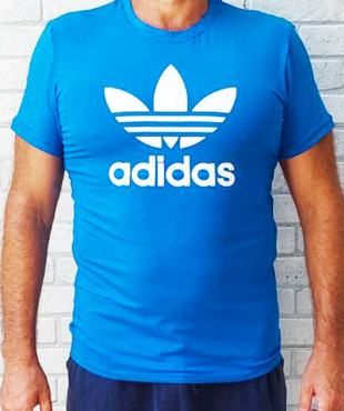 Футболка чоловіча спортивна однотонна adidas, off white, стрейч кулір