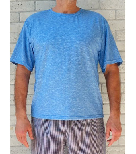 Мужская летняя футболка большого размера батал, трикотажная легкая футболка, цвет голубой меланж